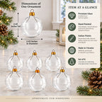 Set of 6 Clear Glass Ball Christmas Ornaments 2.4 Inches