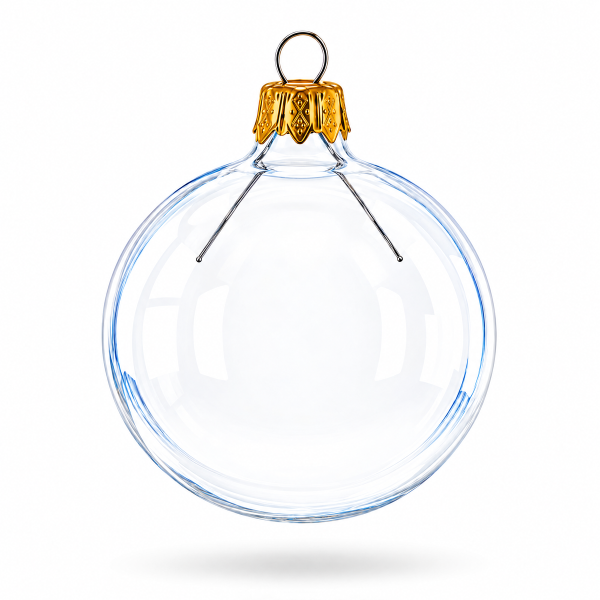 Set of 6 Clear Glass Ball Christmas Ornaments 2.4 Inches