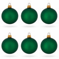Set of 6 Matte Green Glass Ball Christmas Ornaments 2.4 Inches