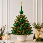 Set of 6 Matte Green Glass Ball Christmas Ornaments 2.4 Inches