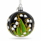 Lily of the Valley on Black Glass Ball Christmas Ornament