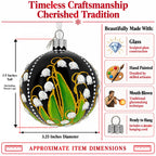 Lily of the Valley on Black Glass Ball Christmas Ornament