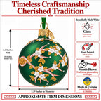 Green Floral Glitter Glass Egg Christmas Ornament