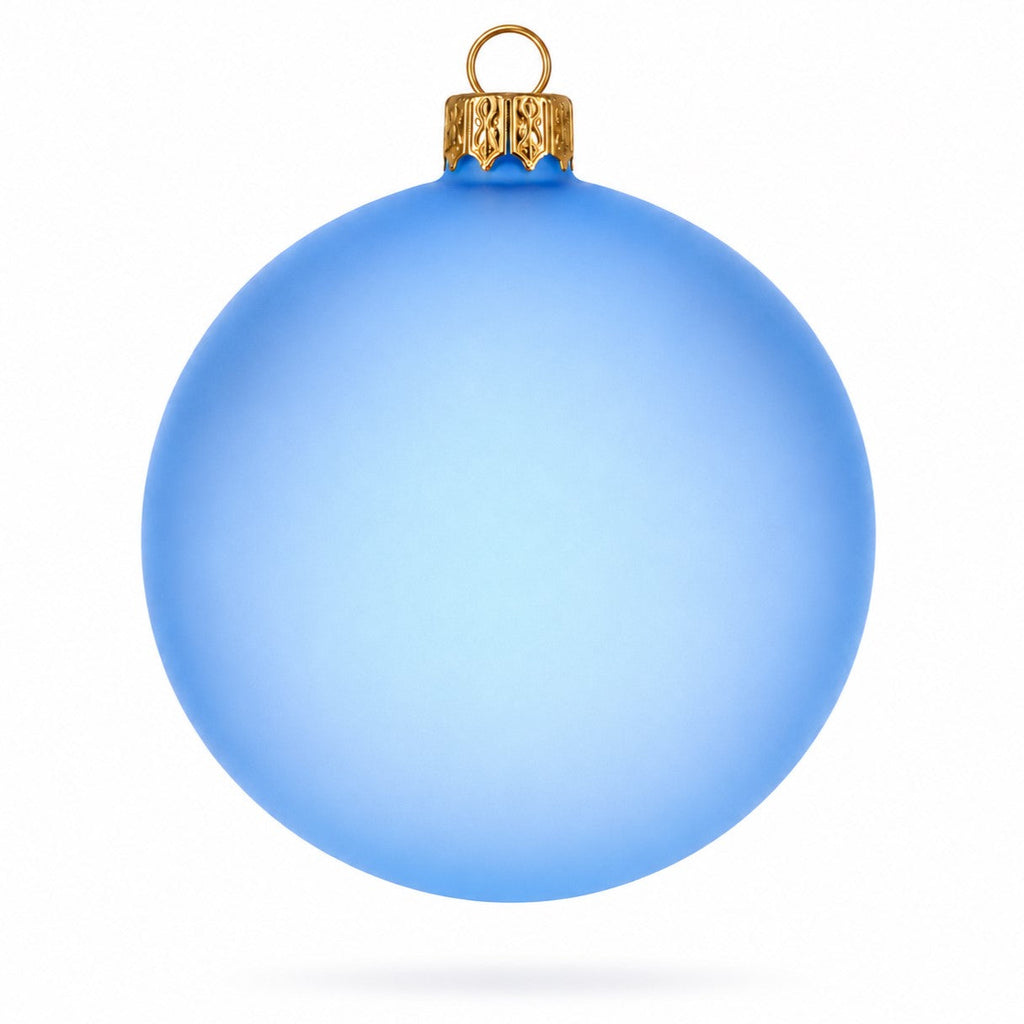 Set of 6 Translucent Light Blue Glass Ball Christmas Ornaments (029)