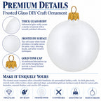 Set of 4 Thick White Glass Ball Christmas Ornaments 4 Inches (025)