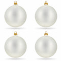 Set of 4 Thick White Glass Ball Christmas Ornaments 4 Inches (025)