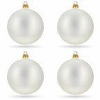Set of 4 Thick White Glass Ball Christmas Ornaments 4 Inches (025)
