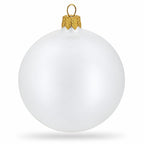 Set of 4 Thick White Glass Ball Christmas Ornaments 4 Inches (025)