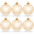Set of 6 Translucent Glossy Ivory Glass Ball Christmas Ornaments 2. (027)