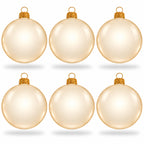 Set of 6 Translucent Glossy Ivory Glass Ball Christmas Ornaments 2. (027)