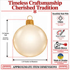 Set of 6 Translucent Glossy Ivory Glass Ball Christmas Ornaments 2. (027)