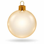 Set of 6 Translucent Glossy Ivory Glass Ball Christmas Ornaments 2. (027)