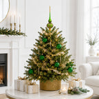 Set of 6 Translucent Green Glass Ball Christmas Ornaments (028)