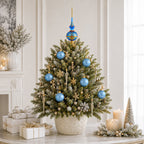 Set of 6 Translucent Light Blue Glass Ball Christmas Ornaments (029)