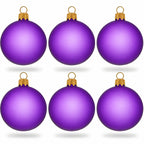 Set of 6 Translucent Purple Glass Ball Christmas Ornaments 2.4 Inches (031)
