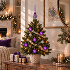 Set of 6 Translucent Purple Glass Ball Christmas Ornaments 2.4 Inches (031)