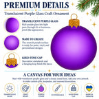 Set of 6 Translucent Purple Glass Ball Christmas Ornaments 2.4 Inches (031)