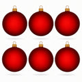 Set of 6 Translucent Red Glass Ball Christmas Ornaments (032)