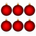 Set of 6 Translucent Red Glass Ball Christmas Ornaments (032)