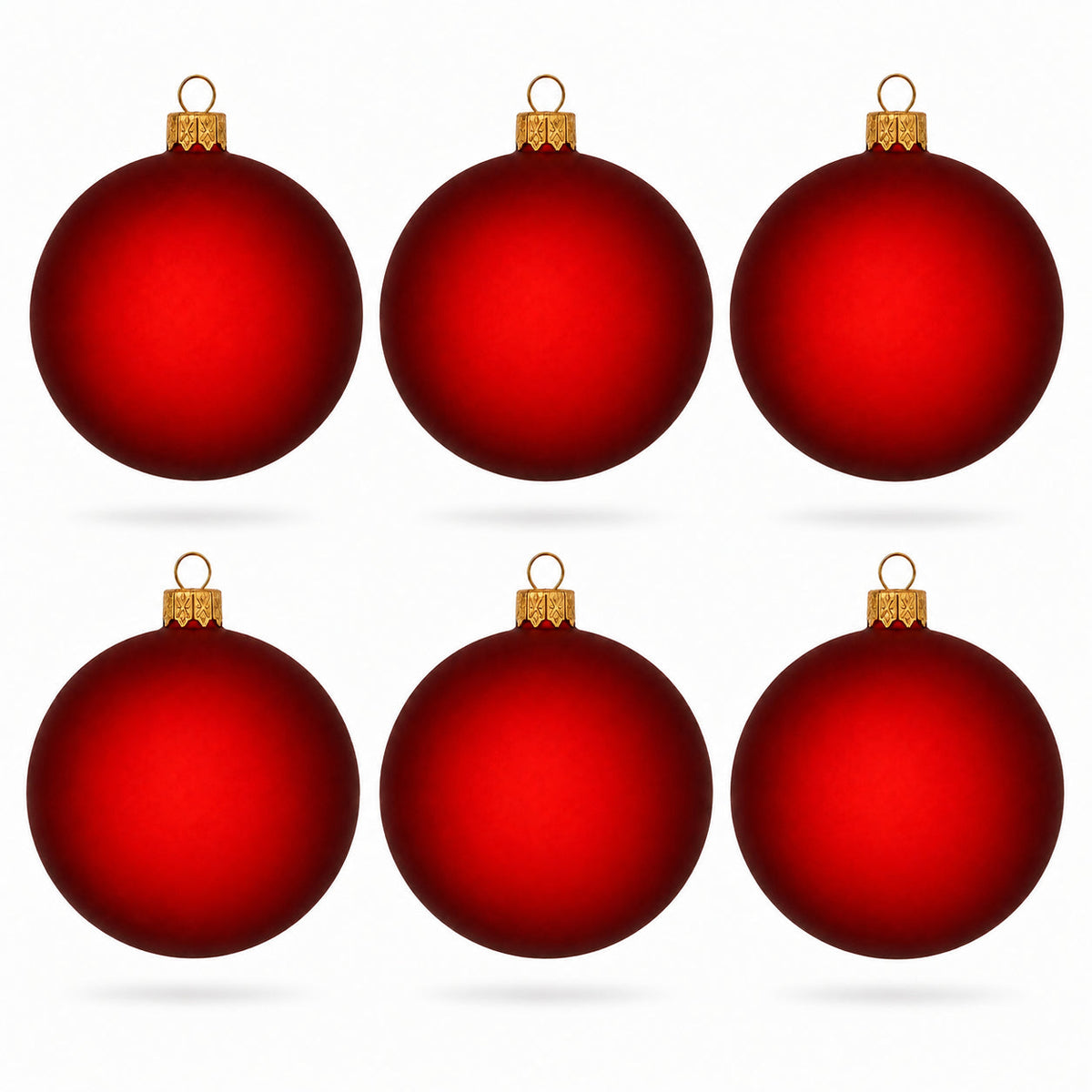 Set of 6 Translucent Red Glass Ball Christmas Ornaments (032)