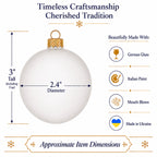 Set of 6 Translucent White Glass Ball Christmas Ornaments (033)