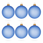 Set of 6 Translucent Light Blue Glass Ball Christmas Ornaments (050)