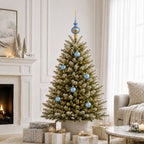 Set of 6 Translucent Light Blue Glass Ball Christmas Ornaments (050)