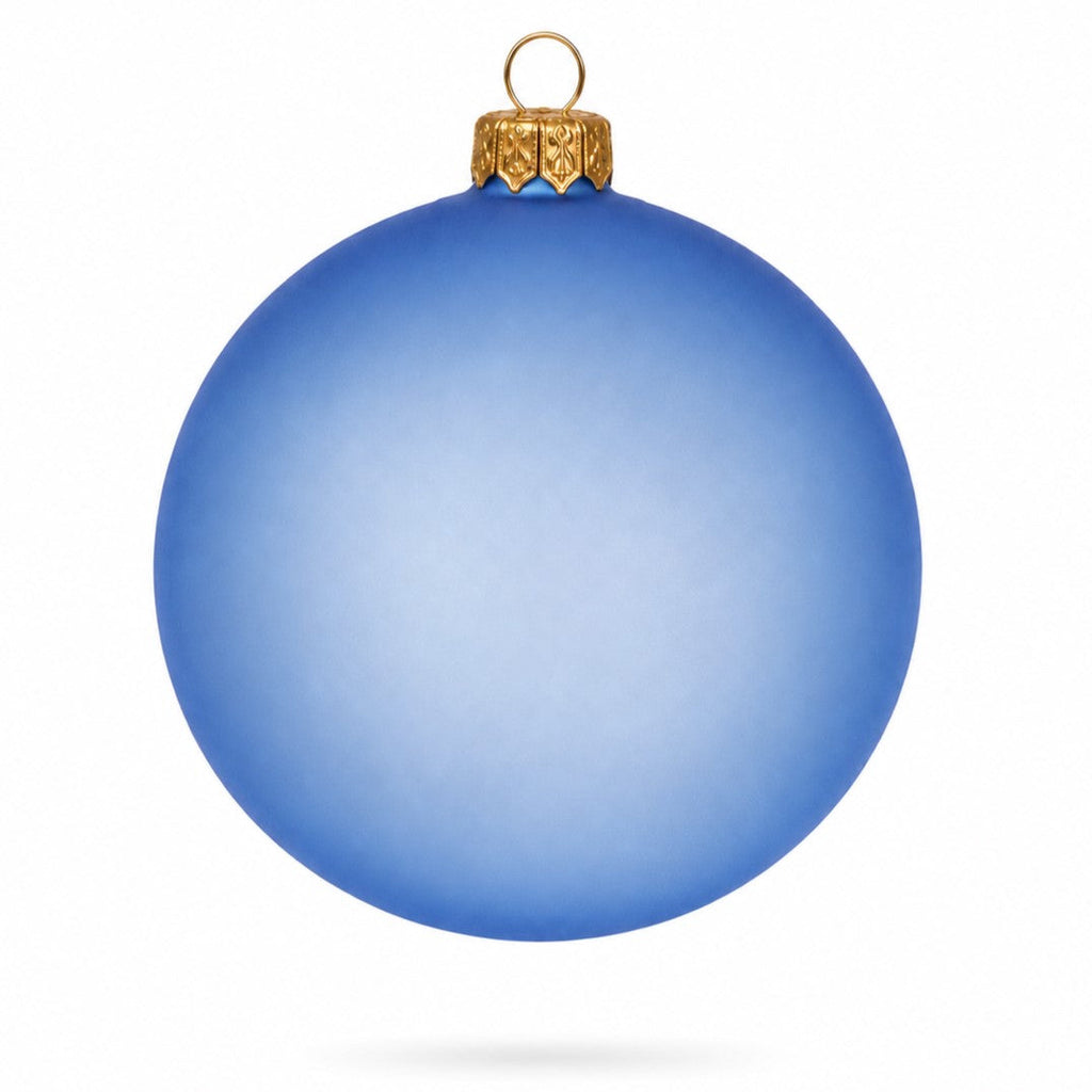 Set of 6 Translucent Light Blue Glass Ball Christmas Ornaments (050)