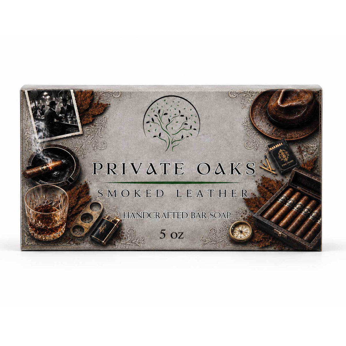 Smoked Leather Bar Soap | 5 oz | Private Oaks Soap Co.
