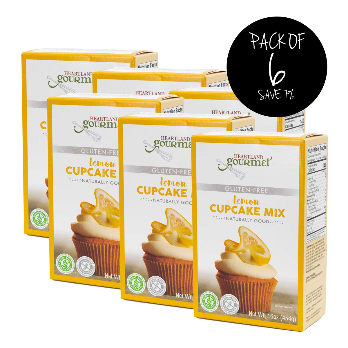 Gluten Free Lemon Cupcake Mix | Pack of 6 | 16 oz | Heartland Gourmet | 2016