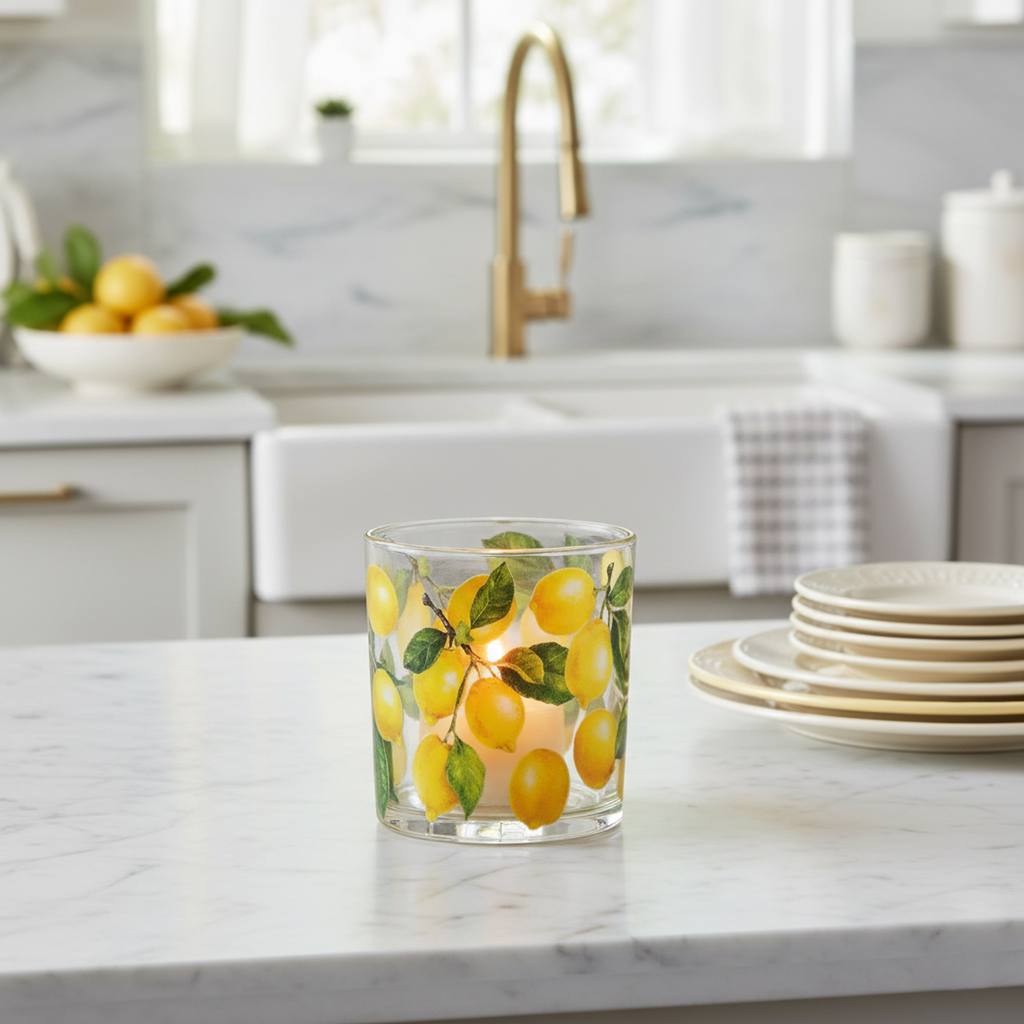 Lemon Votive 3 inch Glass Candle Holder