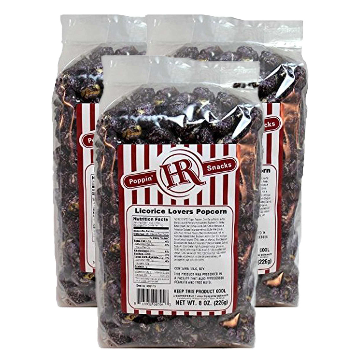 Black Licorice Popcorn | Pack of 3 | 8 oz | HR Poppin' Snacks