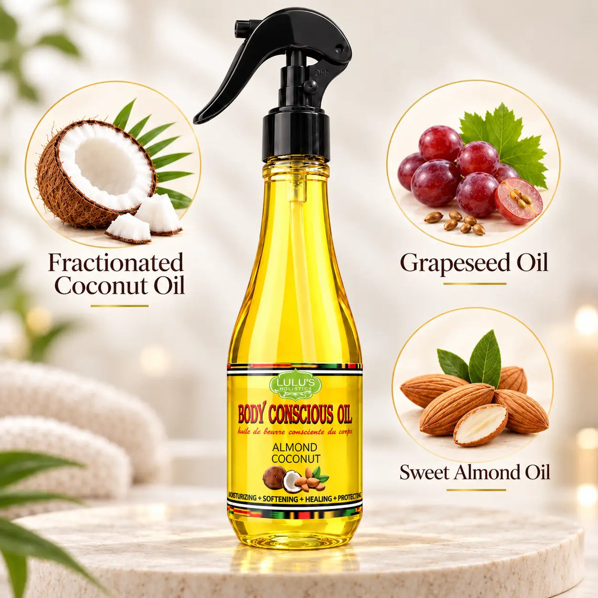 Lulu's Holistics Almond Coconut Moisture-Lock Conditioning Body Oil (8oz)