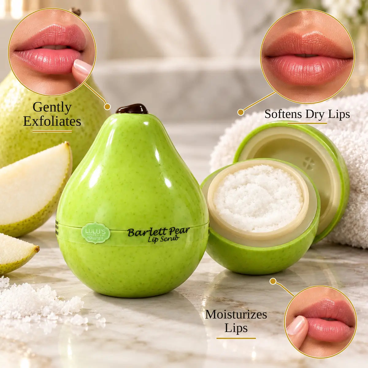 Lulu's Holistics Bartlett Pear Smoothing Exfoliating Lip Scrub (2oz)