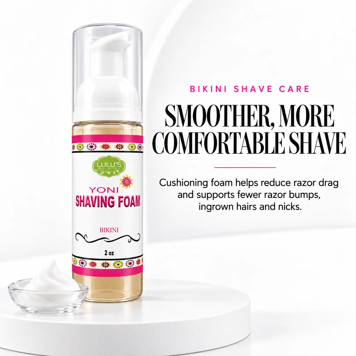 Lulu's Holistics Rose & Aloe Comfort-Glide Bikini Line Shaving Foam (2oz)