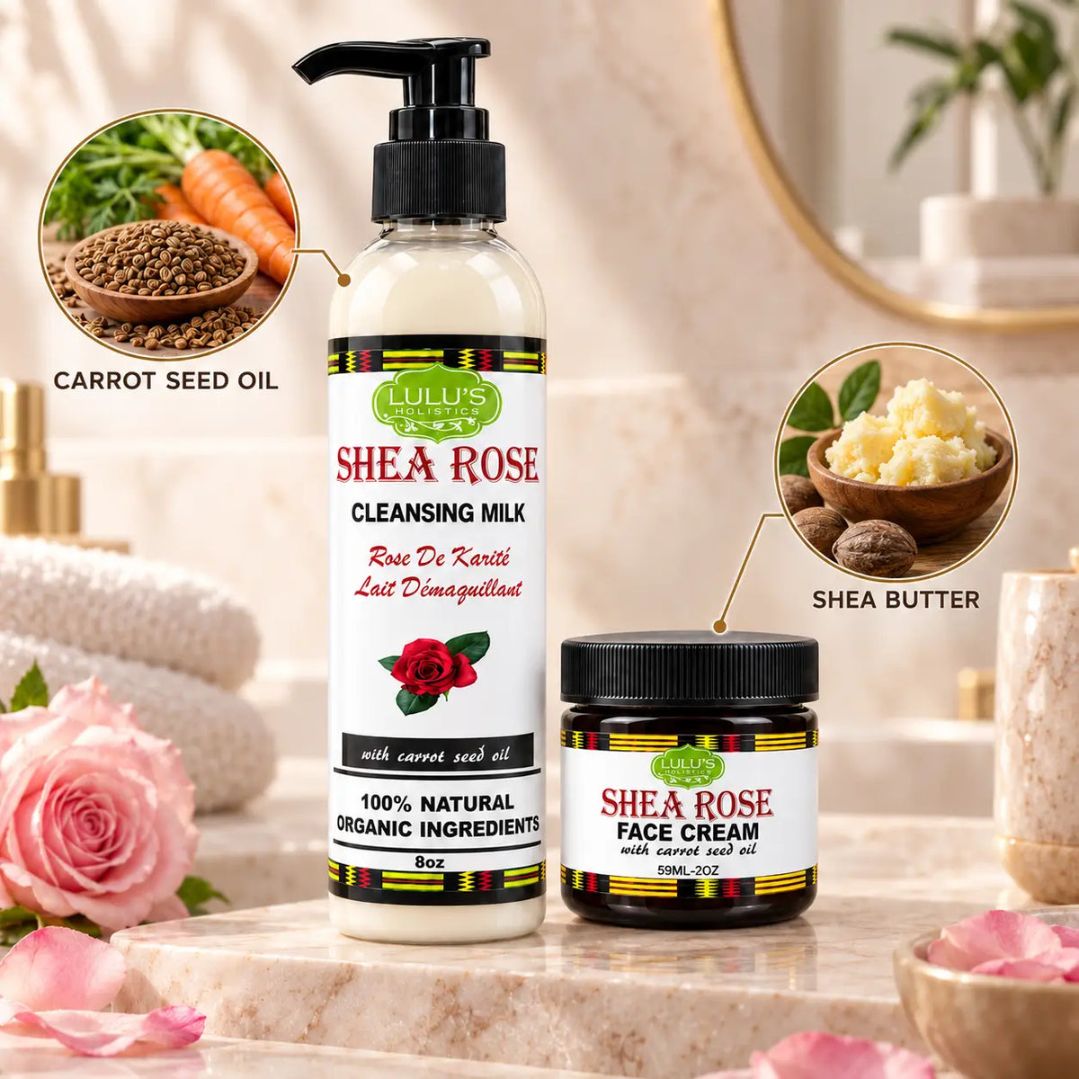 Lulu's Holistics Cleanse & Hydrate Skin Duo – Rose Cleansing Milk & Face Cream