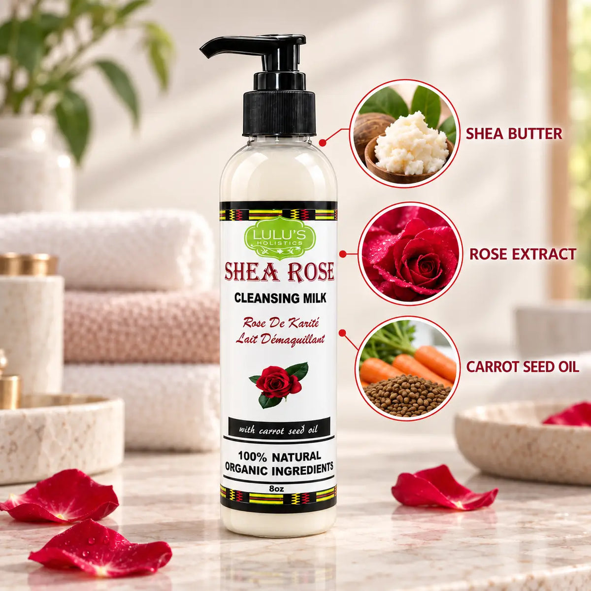 Lulu's Holistics Shea-Rose Face Cleansing Milk – Gentle Hydrating Facial Cleanser