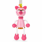 Pig Wooden Doll on a Spring 6 Inches
