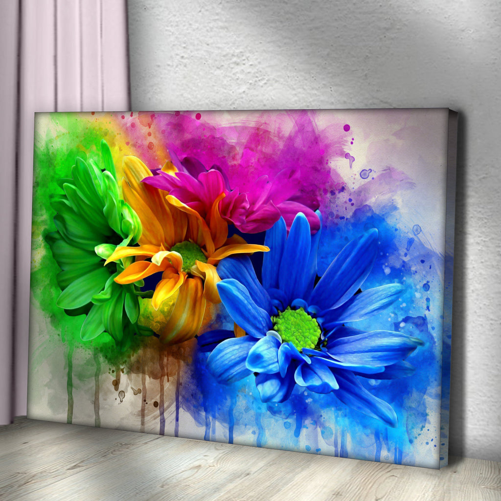 Watercolor Daisies Canvas Wall Art