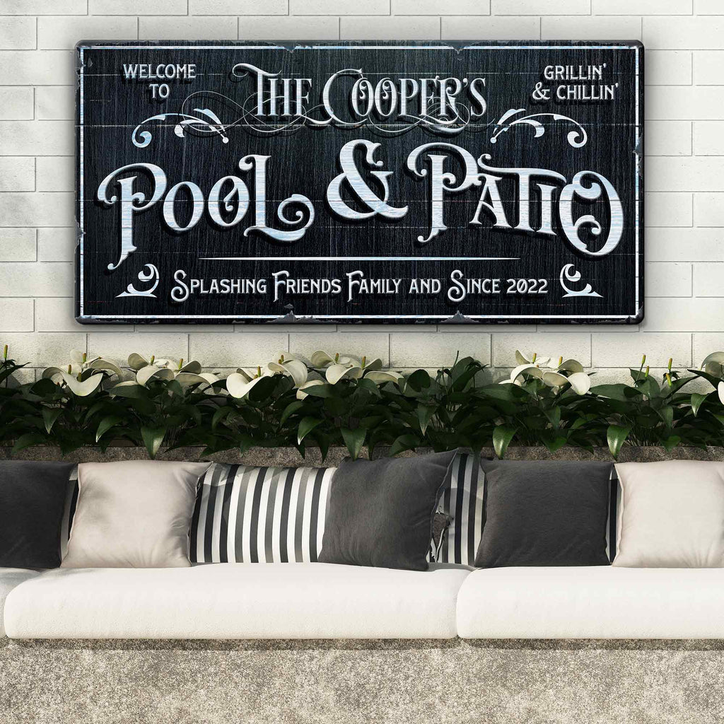 Personalized Pool Sign Black and White