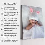 Newborn Baby Watercolor Portrait Custom Wall Art