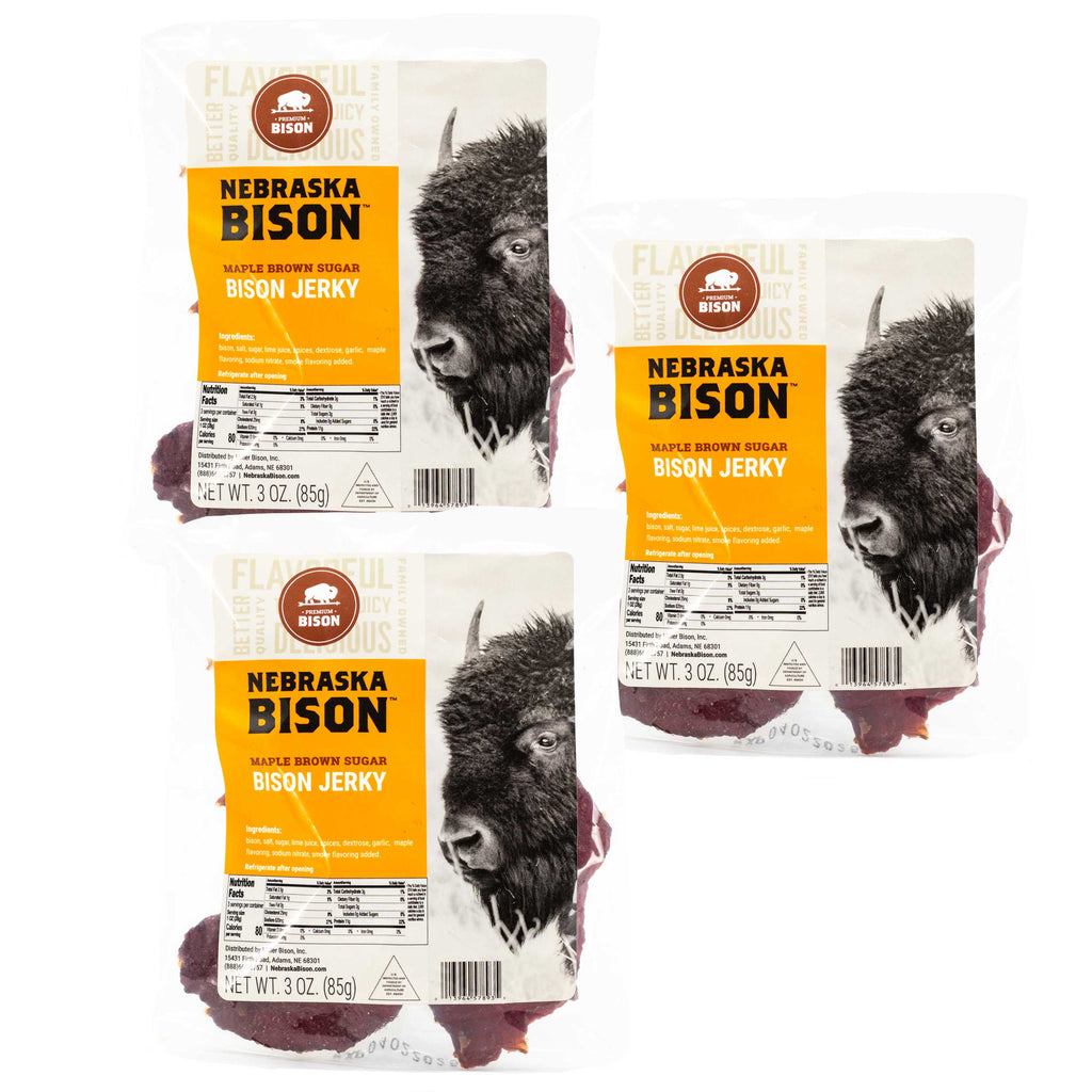 Bison Maple Brown Sugar Jerky | 3 oz | Pack of 3 | Nebraska Bison
