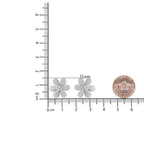 Diamond flower stud earrings in matte sterling silver 1/20 cttw bijoux-nyc direct