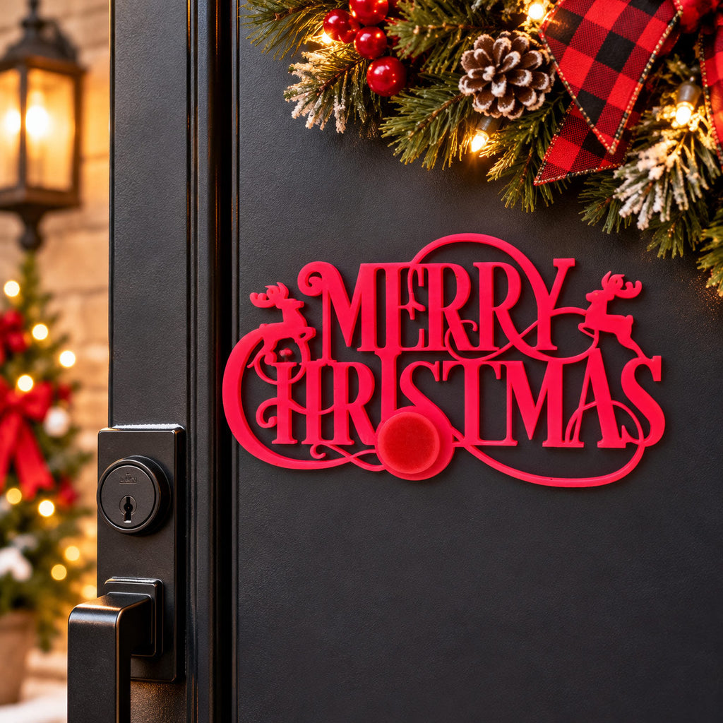 Merry Christmas Magnetic Plaque | 5.5" x 3" | Multiple Color Options | Glowing Creation