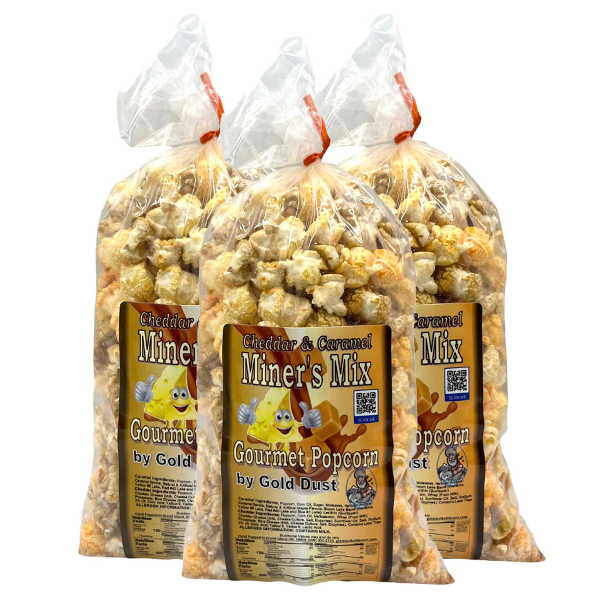 Miner's Mix Caramel & Cheese Popcorn Mix | Pack of 3 | 2 oz | Non-GMO | Gold Dust Kettle Corn