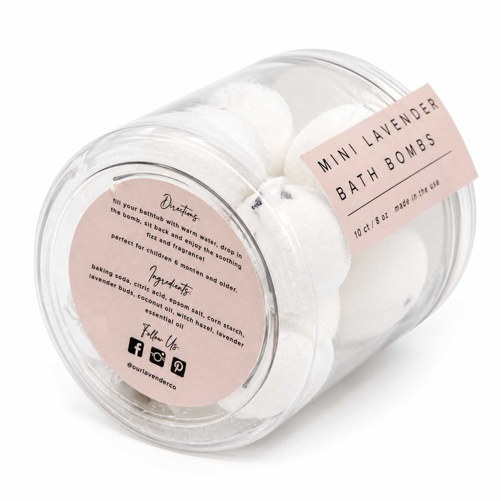 Mini Lavender Scented Bath Bomb | 10 Count | 8 oz | Our Lavender Co
