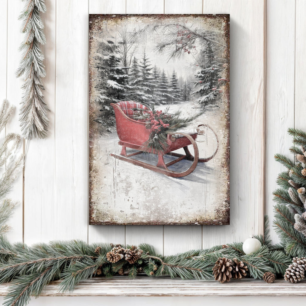 Vintage Christmas Sledge Wall Art