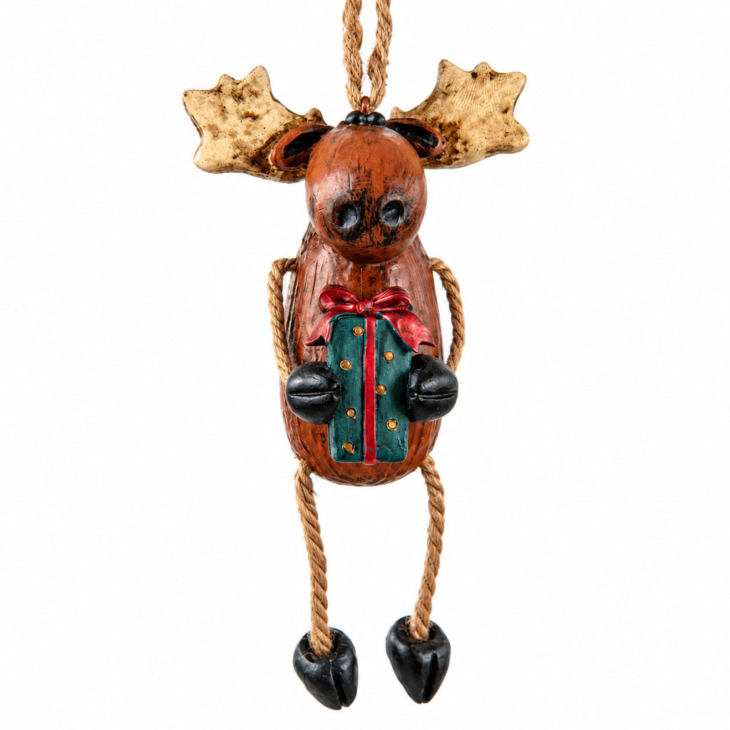 Moose with Gift Box Ornament | Bert Anderson Collection