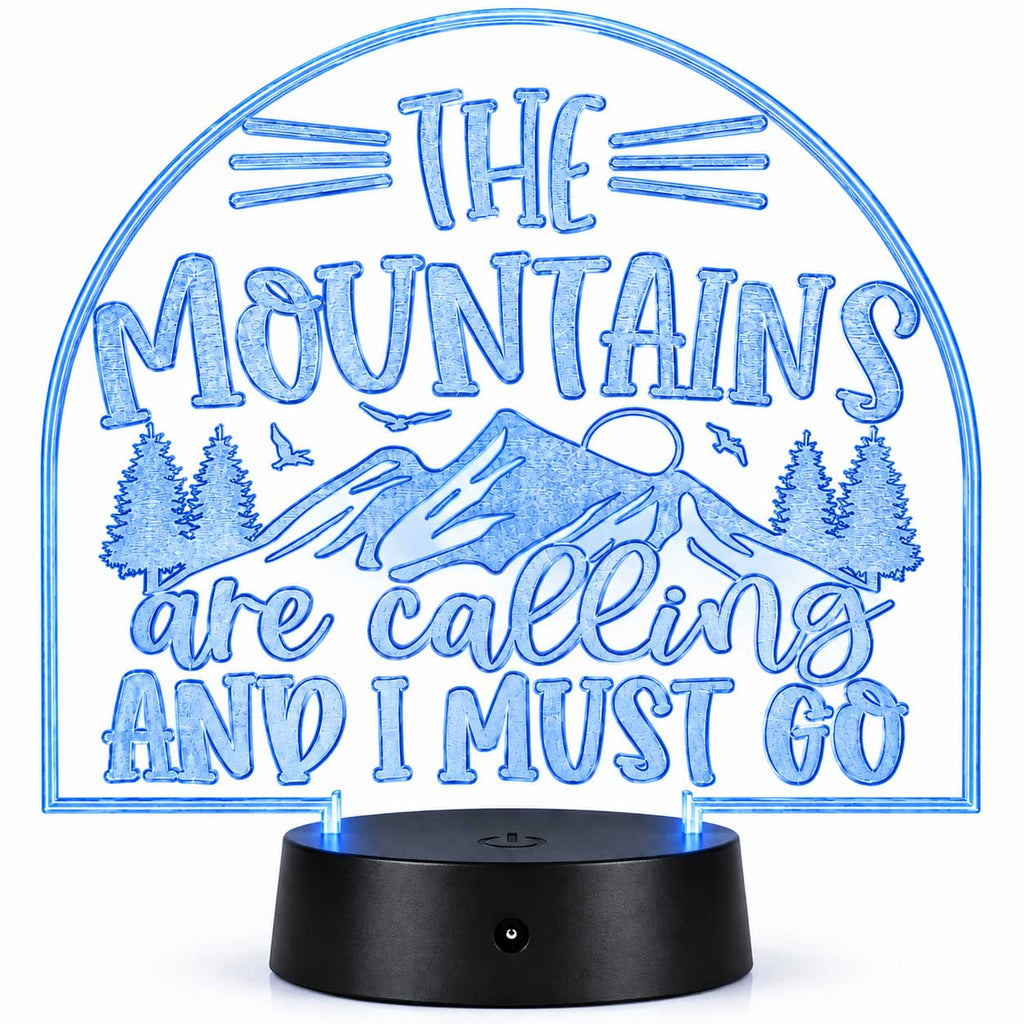 Inspirational LED Lighted Plaque | The Mountains Are Calling and I Must Go | Glowing Creation