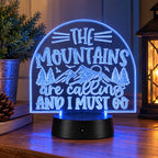 Inspirational LED Lighted Plaque | The Mountains Are Calling and I Must Go | Glowing Creation